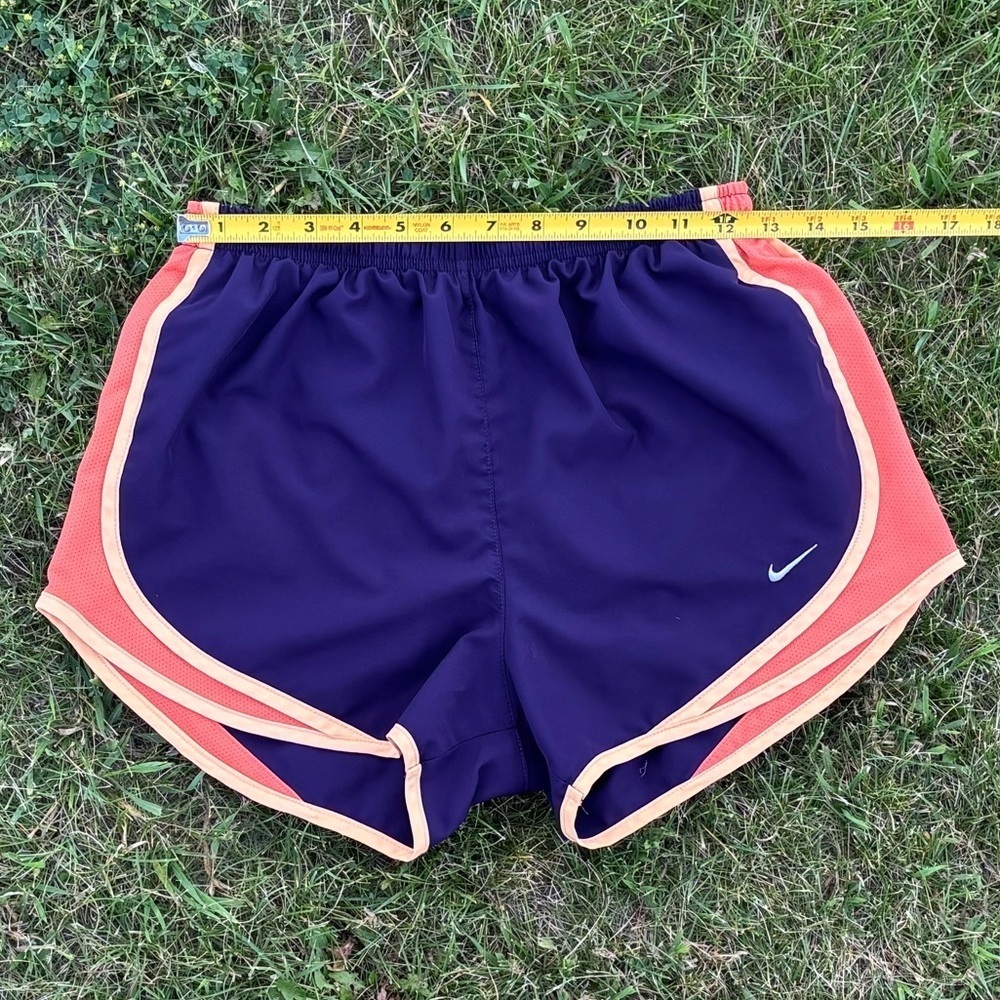 Nike Dri-Fit Athletic Shorts Womens Small Lined Purple Orange Tempo Running Logo - Picture 3 of 9